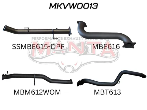 V6 AMAROK 3IN DUMP PIPE BACK WITHOUT MUFFLER EXTENDED TAILPIPE