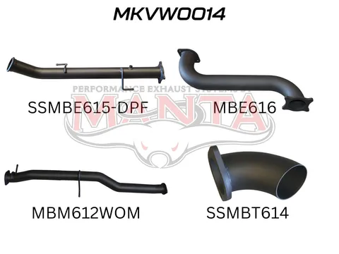 V6 AMAROK 3IN DUMP PIPE BACK WITHOUT MUFFLER DUMP AT DIFF