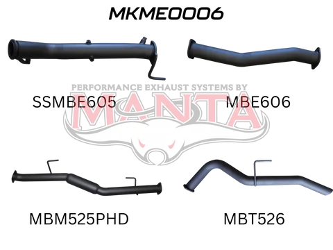 Mercedes X-Class 2.3L 3in Turbo Back Exhaust System without Cat, with Hotdog