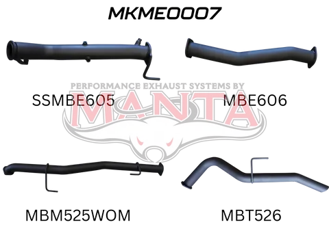 Mercedes X-Class 2.3L 3in Turbo Back Exhaust System, pipe only