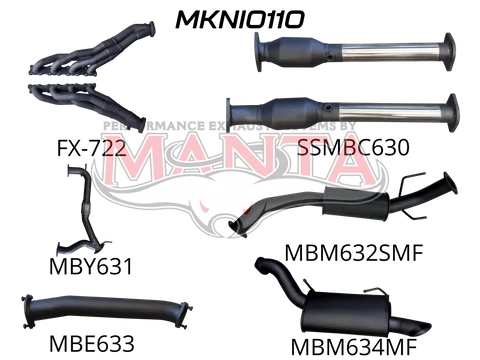 Nissan Patrol Y62 V8 5.6L Wagon 3in Full System - Extractors, Hi Flow cats, medium muffler centre