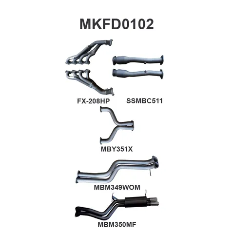 BA BF V8 4V Sedan 2.5in Dual With Extractors WOM/Muffler